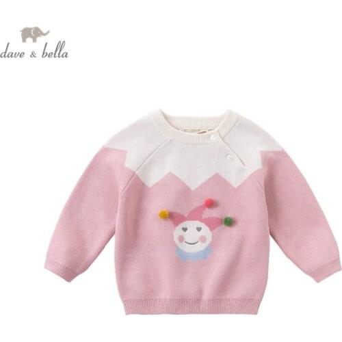 DBZ15305 dave bella autumn cute baby girls cartoon knitted sweater kids fashion toddler boutique tops