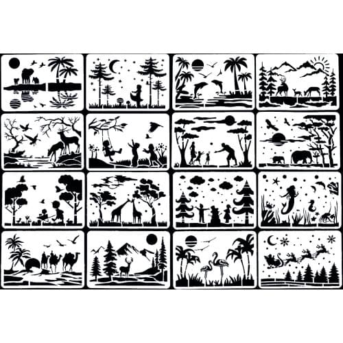 CraftArtGo DIY scenery Stencils Painting Scrapbook Coloring Cake decorating sugar powder sieve printing mold printing table