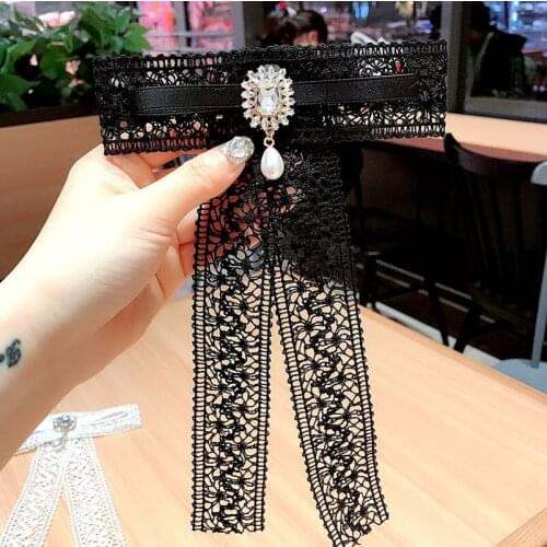 Fashion Korea Style Women Brooch Black White Lace Big Bow Ite Ribbon Brooches for Girl Fashion Corsage Jewelry Accessories