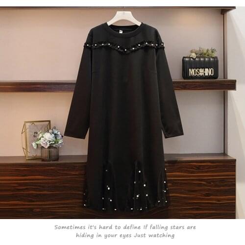 Plus Size Women Beading Dress Spring 2020 Fashion Long Sleeve Patchwork Pleated Ruffle Loose Ladies Mesh Mermaid Dresses L-5XL