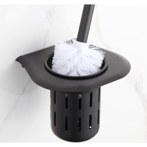 1PC Space Aluminum Toilet Brush Holder Bathroom Accessories Wall Mounted Black