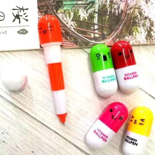 1 PCS Variety Of Creative Portable Lovely Telescopic Vitamin Capsule Ball Pens School Child Gift Office Accessories