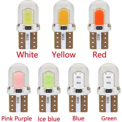 100pcs Side Wedge Light Silicone Crystal T10 COB LED Width Lamp 168 194 Reading Signal Lamp License Plate Light 12V 1.5W