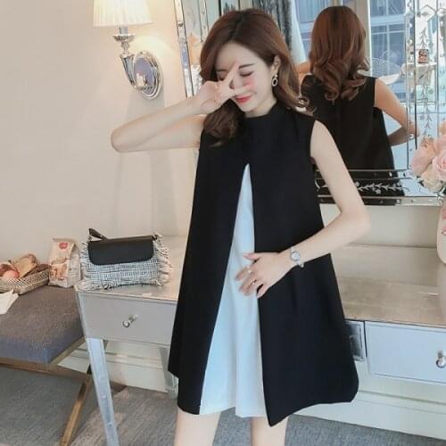 18135# Maternity Clothes Summer Cotton Slimming Loose Stylish A Line Dress Pregnant Women Mom Dress