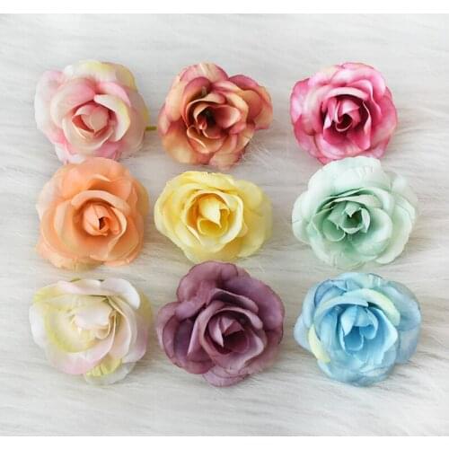 20/50pcs Mini Silk Rose Flower Heads Artificial Flowers Wedding Party Festival Decor Supplies DIY Wreath Gift Scrapbooking Decor