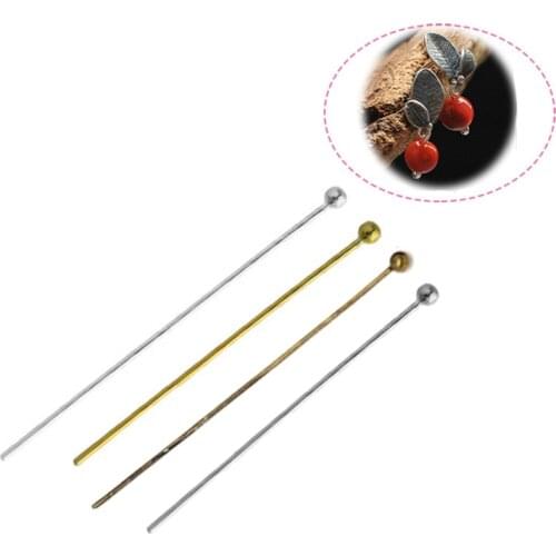 200Pcs Metal Ball Head Pins Needles Gold/Silver//Rhodium/Bronze Copper For Jewelry Making Findings Decoration Accessories