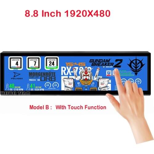 8.8 inch IPS 1920x480 60Hz Multi-Touch LCD Monitor Mini Hdmi-compatible Control Board Aida64 Raspberry Pi PC Secondary Display