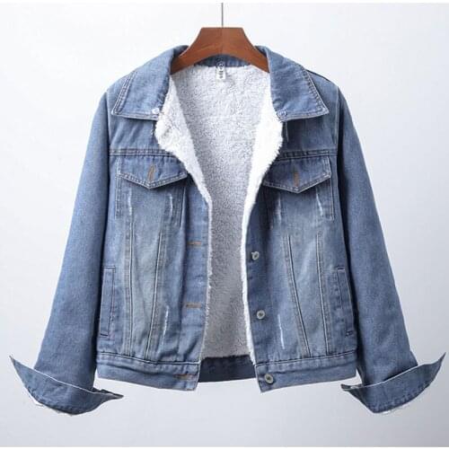 Plus Size Hoody Warm Fleece Casual Jeans Jackets 4XL 5XL Winter Women Korean Windbreaker Hooded Thick Denim Coats Cowboy Jackets