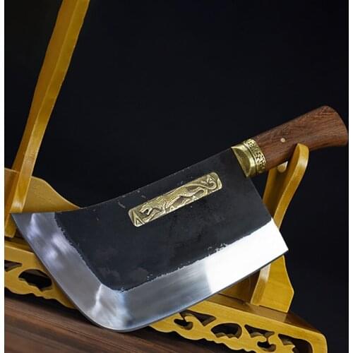 9 Inch Kitchen Knife 7Cr17Mov Steel Forged Ultra Sharp Pure Copper Leopard Decoration Chopping Knife For Cutting Bone And Meat