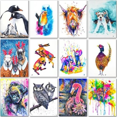 Full Square Diamond embroidery Cross stitch 5D DIY Diamond painting animals Flamingo cow dog rabbit Full Round Diamond mosaic