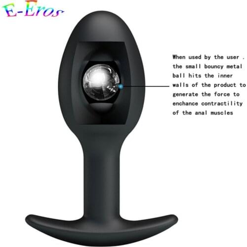 ORISSI Women Sex Product Silicone Waterproof Anal Bead Plug Metal Ball Hits the Inner Wall Anus Muscles Trainer Anal Sex Toys