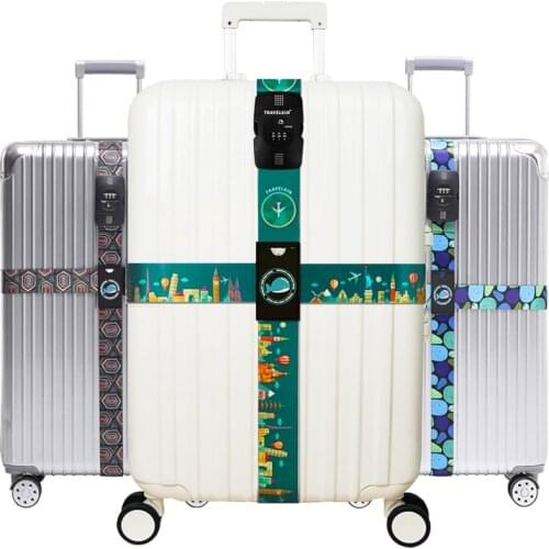 Luggage Straps Three digits password Cross belt adjustable Suitcase band Safety Bundle Luggage rope Straps travel accessorie