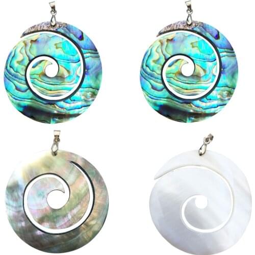Free Shipping Women Fashion Jewelry New Zealand Abalone & Mother of pearl Shell Round Pendant Bead C9203