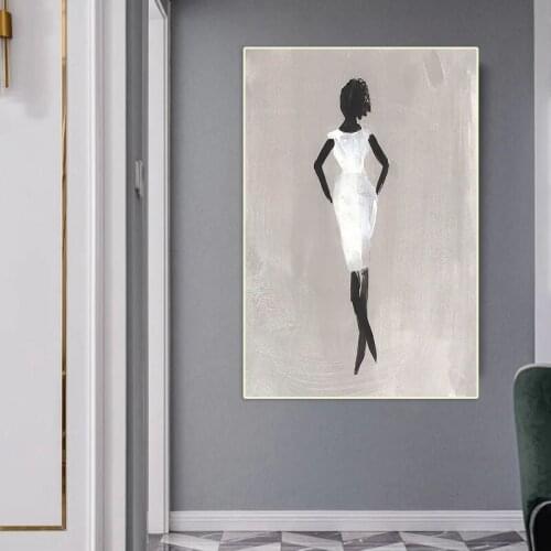 Large Handpainted Africa Art Sexy Woman Canvas Handmade Oil Painting home Decoration Home Wall Art Cool Tone Boho Interior Decor