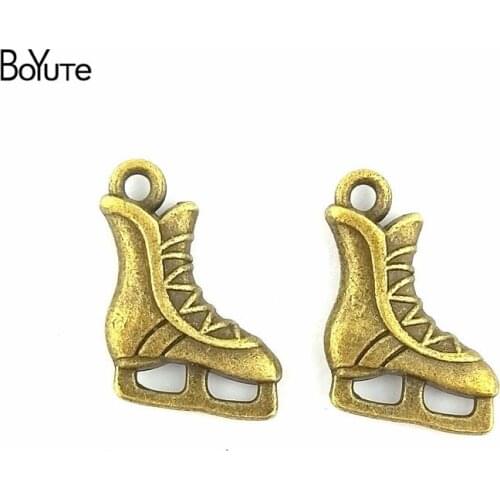 BoYuTe (50 Pieces/lot) 18*18MM Fashion Vintage Ice Skate Charms Metal Pendants Diy Supplies fit Necklaces Bracelets Jewelry