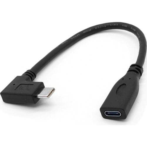 0.2 Meters Reversible Design Type C USB 3.1 90 degree Male to USB-C Female Extension Data Cable Extender Cord Universal