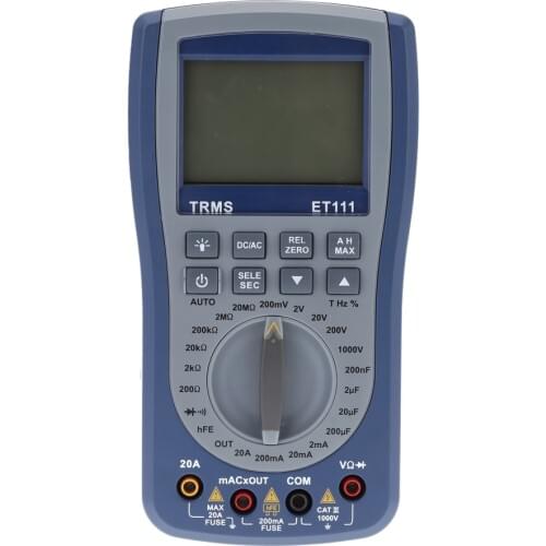 ET111 Handheld LCD Digital Multimeter DC AC Voltmeter Resistance Diode Tester with Test Lead Triode Testing Attachment