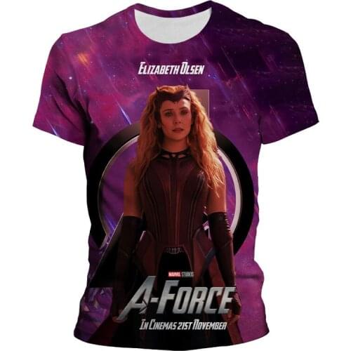 Summer T-shirt Harajuku Fashion Marvel The Avengers Wanda Scarlet Witch T Shirt Mens Woman Leisure Streetwear Harajuku Tshirt