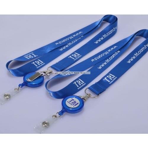 Custom Blue Lanyards Retractable Pull Reel D Badge Name Tag Lanyard Logo Text Design Print Gift Lanyards Discount