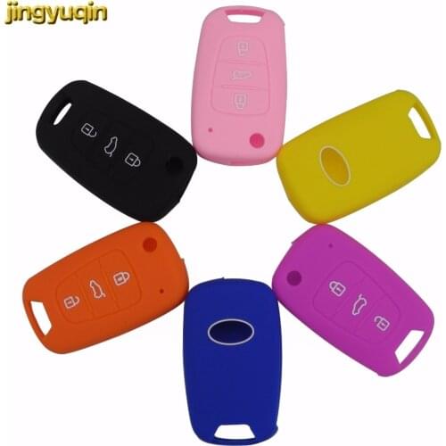 Jingyuqin 50ps/lot Silicone Car Styling Key Cover For Kia RIO K2 K5 Sportage Sorento Hyundai i20 i30 i35 iX20 iX35 Solaris Verna