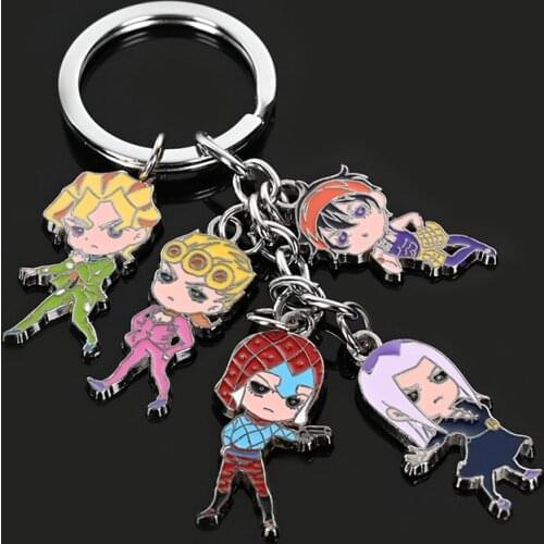 JJ Bizarre Adventure Key Chain Kujo Jotaro Alloy Keychain Accessories Pendant Key Ring Charms Keychains for Ladies