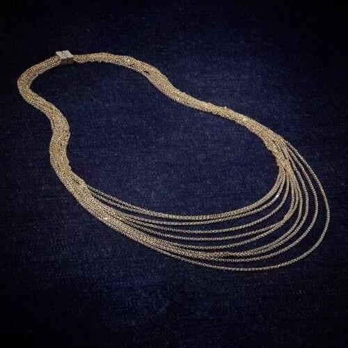 DOYUBO Classical Womens Pure Silver Multi Layer Complex Tassel Chains Luxury Sterling Silver Wedding Necklac Fine Jewelry FA001