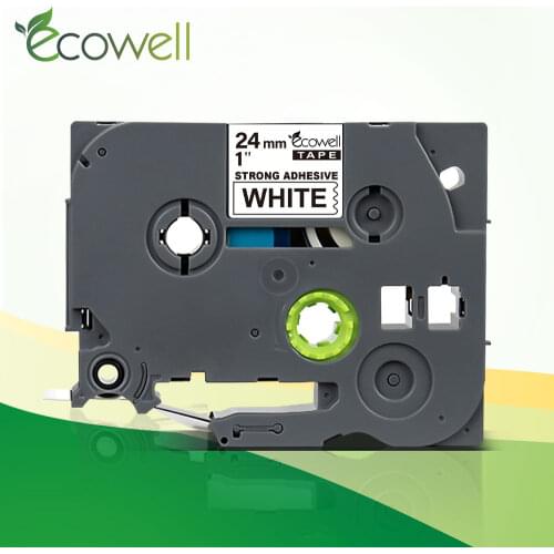 Ecowell Strong Adhesive Tape TZE-S251 24mm printer ribbon Tzes251 Tze S251 Black on White for Brother p-touch label maker Tzs251