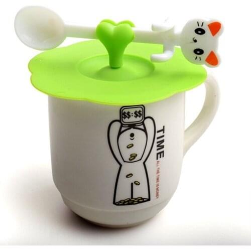 Mug Water Cup Lid Drinking Cup Heart-shaped Silicone Sleeve Dustproof Cartoon Round Cup Lid Glass Seal Water Cup Lid