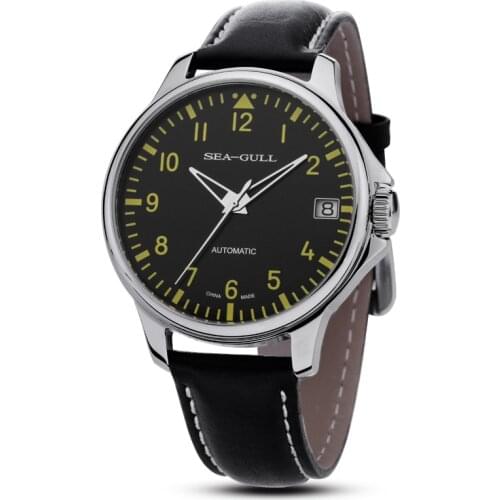 Seagull D819.552 Mechanical Wristwatch Genuine Leather Luminous Hands Exhibition Back Self Wind Automatic Mens Watch
