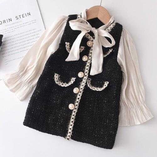 Melario Girls Dress 2020 Autumn Winter Fashion Party Costumes Kids Bowtie Casual Outfits Baby Lovely Suits for 2 7Y