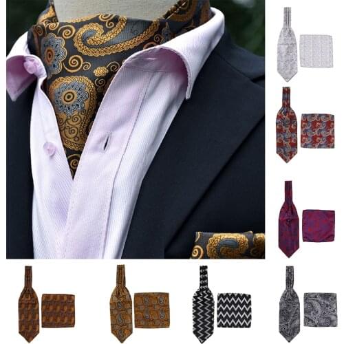 Fashion Mens Wedding Groom Formal Cravat Ascot Scrunch Self Neck Tie Paisley