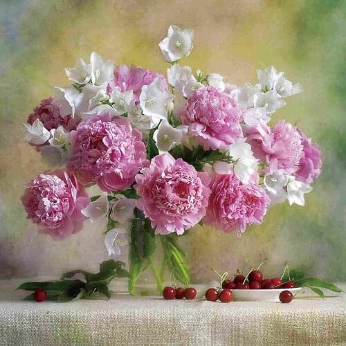 MOONCRESIN Diy 5D Diamond Painting Peony Flower Diamond Embroidery Cross Stitch Set Diamond Mosaic Home Decoration Beauty Gift