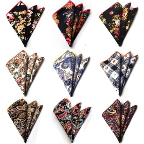 Men Cotton Paisley Flowers Hanky Pocket Square Wedding Party Handkerchiefs BWTHZ0221
