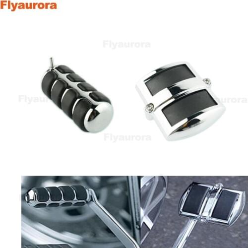 Chrome Black Rear Brake Pedal Pad Cover For Yamaha V-Max Suzuki Intruder VL800 Kawasaki Vulcan VN Honda Shadow ACE Aero Spirit
