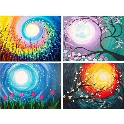 2020 New 4 Pack Flower Tree 5D DIY Diamond Painting Kits Full Drill Rhinestone Embroidery