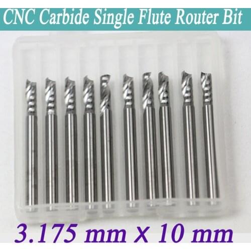 New 10PCS 3.175*10mm Single flute carbide Engraving CNC router bits Tools Cutting