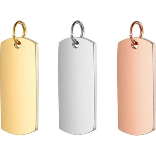 Wholesale 30pc/lot DIY Glossy Square Rectangle Stainless Steel Charms Pendants Jewelry Components Girls Women Making Jewelry