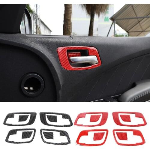 Fit For Dodge Charger/ Chrysler 300C 2011+ Carbon Fiber Interior Door Handle & Bowl Cover Decoration Trim Car Accessories