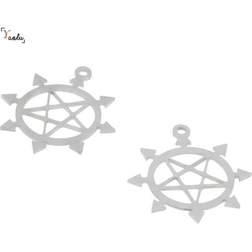 5pcs/lot pentagram Symbol charm Star of Chaos inverted pentagram Chaos Magic Stainless steel Charm pendant 30x27mm