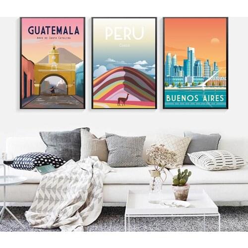 Nordic Travel Cities Poster Chile Peru Rio Minimal Beach Landscape Art Canvas Painting Cityscape Wall Picture Home Decoration