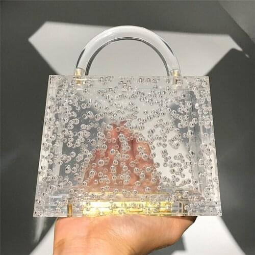 Transparent Bubble Acrylic Evening Bag 2021 New Top Handle Clear Clutch Purse Female Crystal Handbag Women Shoulder Bags