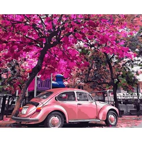 Unframe diy oil picture oil paintings by numbers figure painting paint by number for home decor 5065cm purple tree