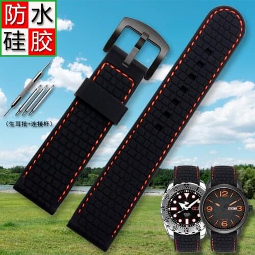 Waterproof Silicone Watch Strap Mens Watch Band Chain Suitable for Citizen Seiko Tianwang Pin Buckle 20 22mm Watch Accessories