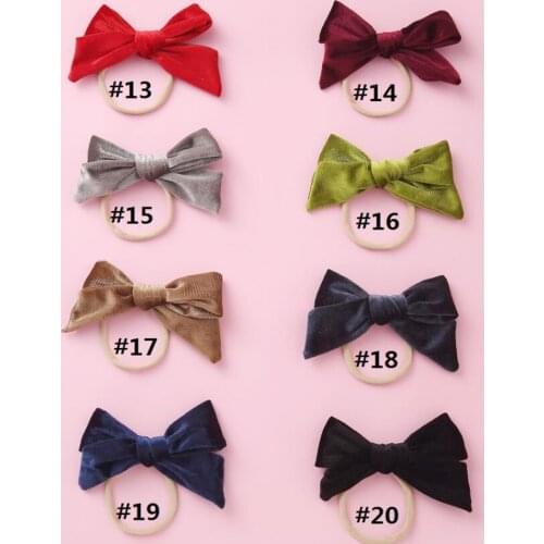 Bulk 36pc/lot New 5.3" Smooth Velvet Kids Hair Bows Hair Clips,Velvet Handtied Bow Nylon Headband For Girls Hair Accessories