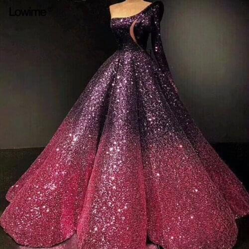 2019 New Arrival Plus Size Luxury Evening Gowns Sparkly One Shoulder Sexy Evening Dresses Red Carpet Runaway Dresses Custom Made