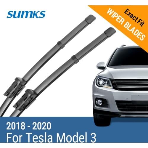 SUMKS Wiper Blades for Tesla Model 3 26"&19" Fit Push Button Arms 2018 2019 2020