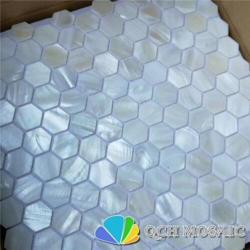 Hexagon white freshwater shell mother of pearl mosaic tile for kitchen backsplash and bathroom wall tile qch149