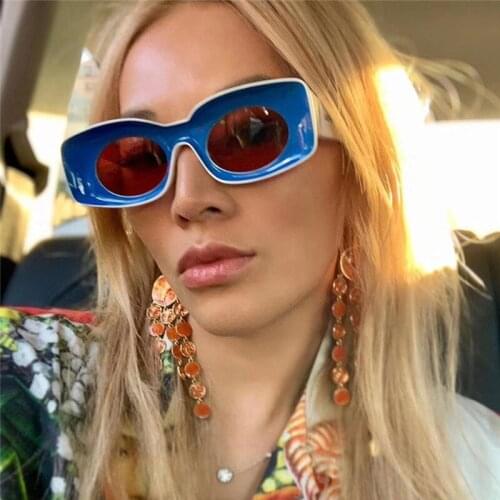 2021 New Square Hip Hop Sunglasses Women Men Fashion Funny Sun Glasses Unisex Unique Oval Color Eyeglasses Gafas UV400