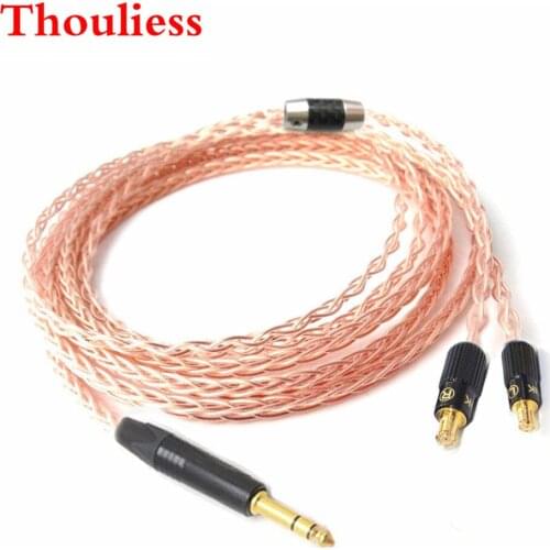 Thouliess HIFI Handmade 1/4" 6.35 mm Hand Made 8 Croes Single Crystal Copper Headphone Upgrade Cable for CKS1100 E40 E50 E70