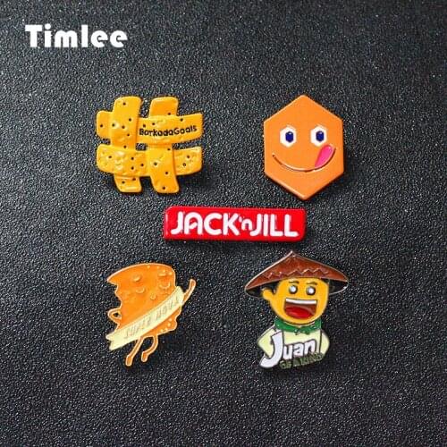 Timlee X355 BD Cartoon Cute Smiling Face Letter Boy Metal Brooch Pins Button Pins Gift Wholesale